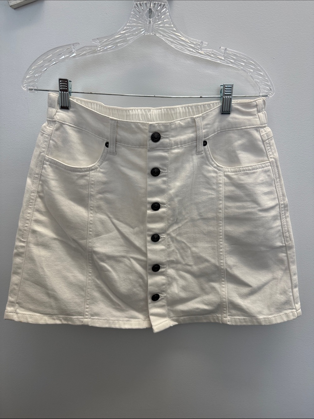 aerie White Button-Front Mini Skirt